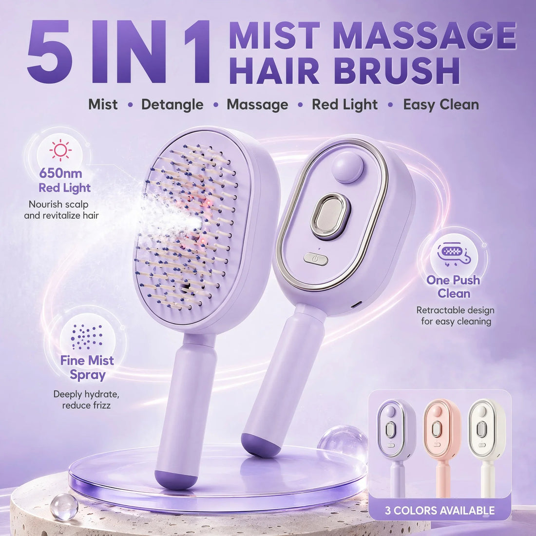 Steam Brush | Rechargeable Detangling Tool with Oil